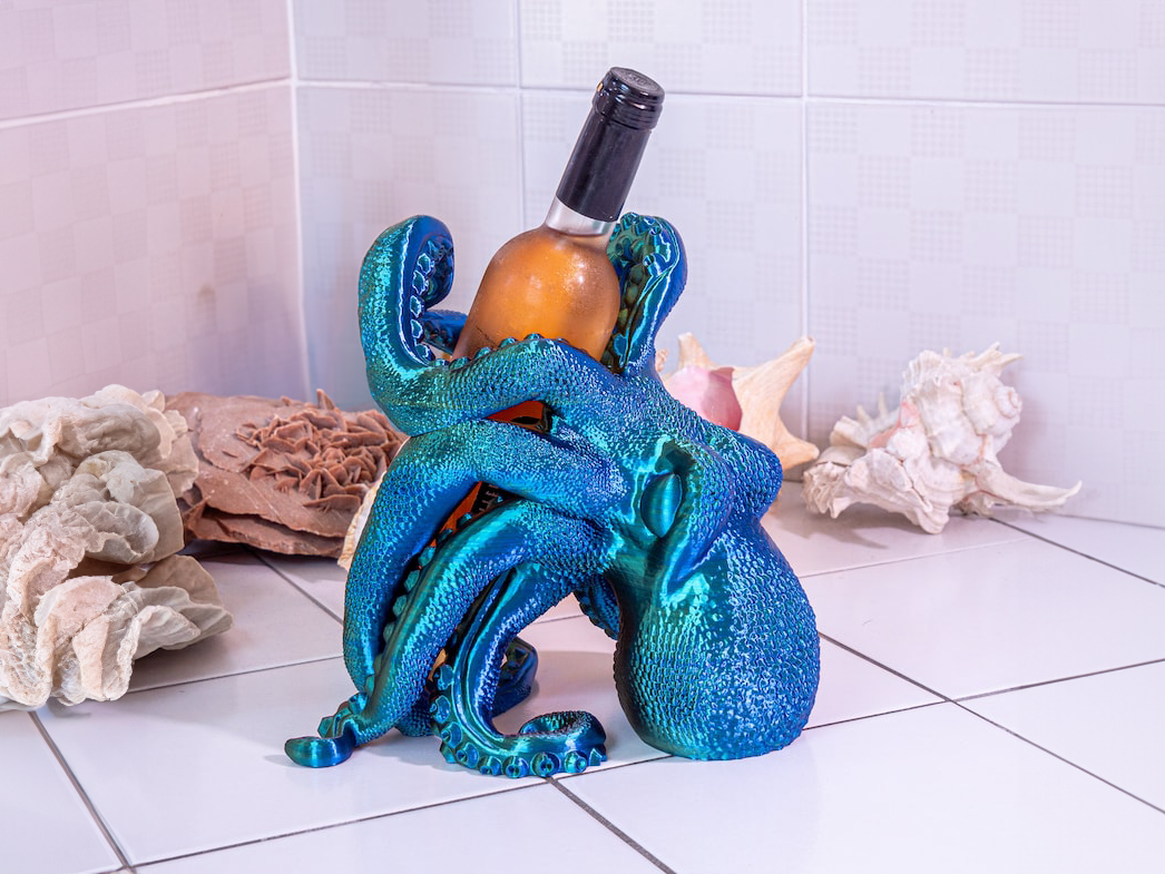 image d'une pieuvre porte-bouteille imprimé en 3D